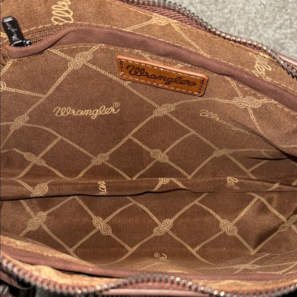 Wrangler Chocolate Fringe Crossbody Bag - Picture 2 of 3